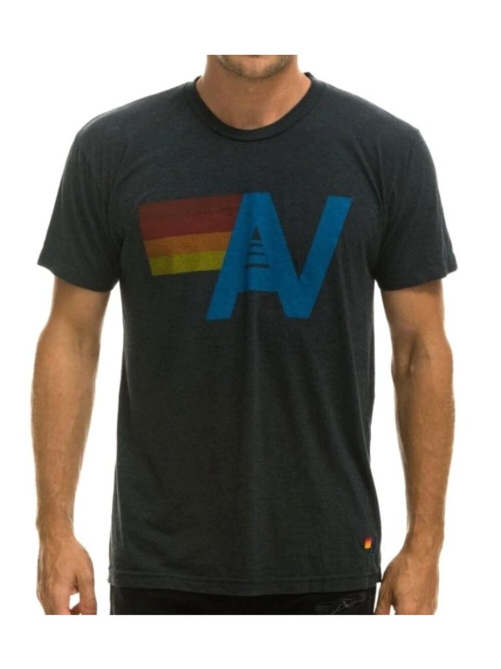 Aviator Nation Men's Sz Medium Charcoal Graphic T-Shirt With Retro AV Logo